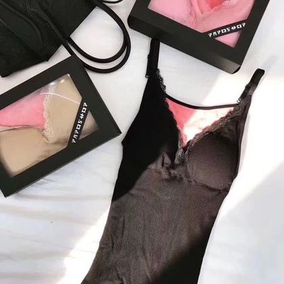 일본 대 우유 캐미솔 털이 있는 보온 몸매 가꾸기 속옷 슬립 레이스 측 파대 가슴 패드 속옷 여성