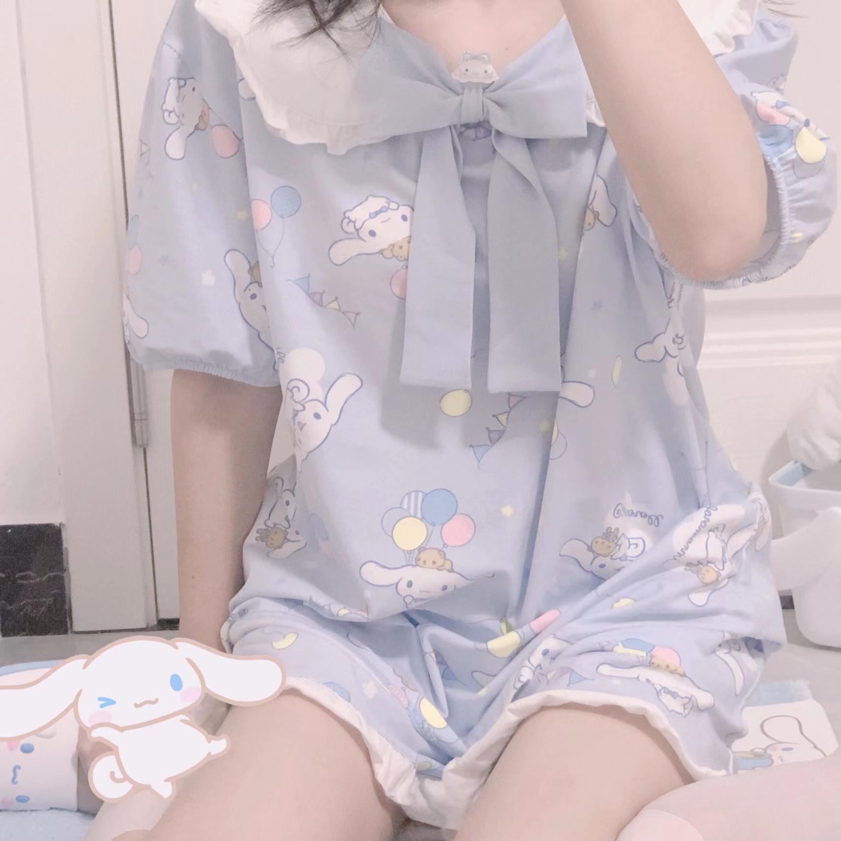 2022新款jk制服卡通睡衣夏季薄纯棉甜美可爱玉桂狗家居服学生宽松