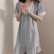 睡裙女春夏季短袖2022年新款韩版甜美睡衣大码200斤连衣裙可外穿轮播图1
