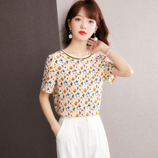 批发实拍◆有2026夏欧洲站时尚<b class='q'>T</b><b class='q'>恤</b>上衣宽松几何印花<b class='q'>短袖</b><b class='q'>雪纺</b><b class='q'>衫</b>