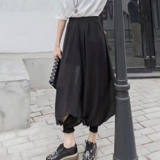 批发夏季新款文艺大码宽松纯色休闲裤子显瘦百搭高腰<b class='q'>哈伦裤</b>卫裤女