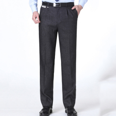 批发春夏季薄款中老年西装裤爸爸装高腰单褶深档宽松直筒休闲裤免烫