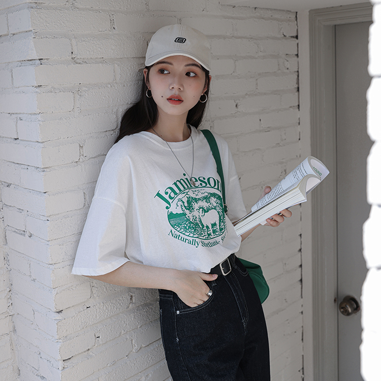 實拍白色t恤女設計感小眾夏季新款短袖寬鬆半袖上衣服女ins潮