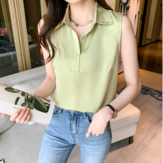 批发实拍缎面仿<b class='q'>真丝</b>醋酸夏季坎肩背心女外穿<b class='q'>衬衫</b>无袖雪纺打底内搭上衣