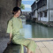 2022年新款夏装年轻款改良版高档少女高级感绿色旗袍中国风连衣裙轮播图1