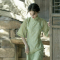 2022年新款夏装年轻款改良版高档少女高级感绿色旗袍中国风连衣裙轮播图2