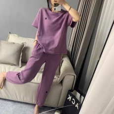 TH天后原版正品春夏新款短袖华夫格爱心束脚显瘦韩版套装家居服