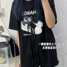 批发官图实价6535棉夏3D立体绑带鞋子短袖t恤女宽松百搭ins<b class='q'>上衣</b>