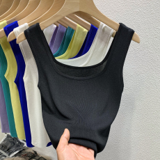 批发网红超火方领冰丝针织吊带无袖小<b class='q'>背心女</b>夏季短款西装内搭外穿上衣