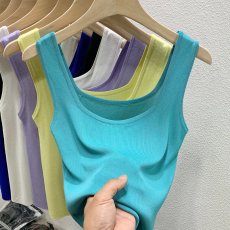 批发网红超火方领冰丝针织吊带无袖小<b class='q'>背心女</b>夏季短款西装内搭外穿上衣