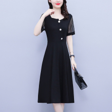 批发2026夏季新款大码女装胖mm气质修身显瘦中年妈妈中长款短袖<b class='q'>连衣裙</b>