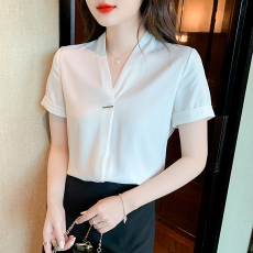 批发白色v领<b class='q'>衬衫</b><b class='q'>女</b>气质短袖2026夏季新款正装抗皱<b class='q'>职业</b>打底上衣雪纺<b class='q'>衫</b>