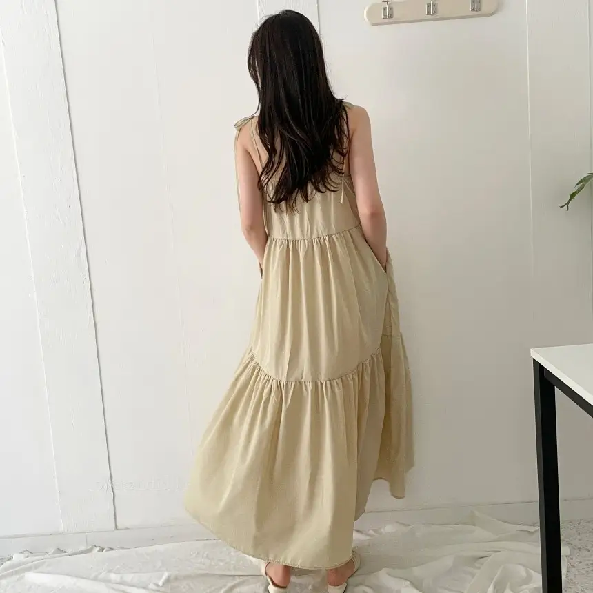 프렌치 스타일 여름용 슬리브리스 원피스 상세 이미지 7