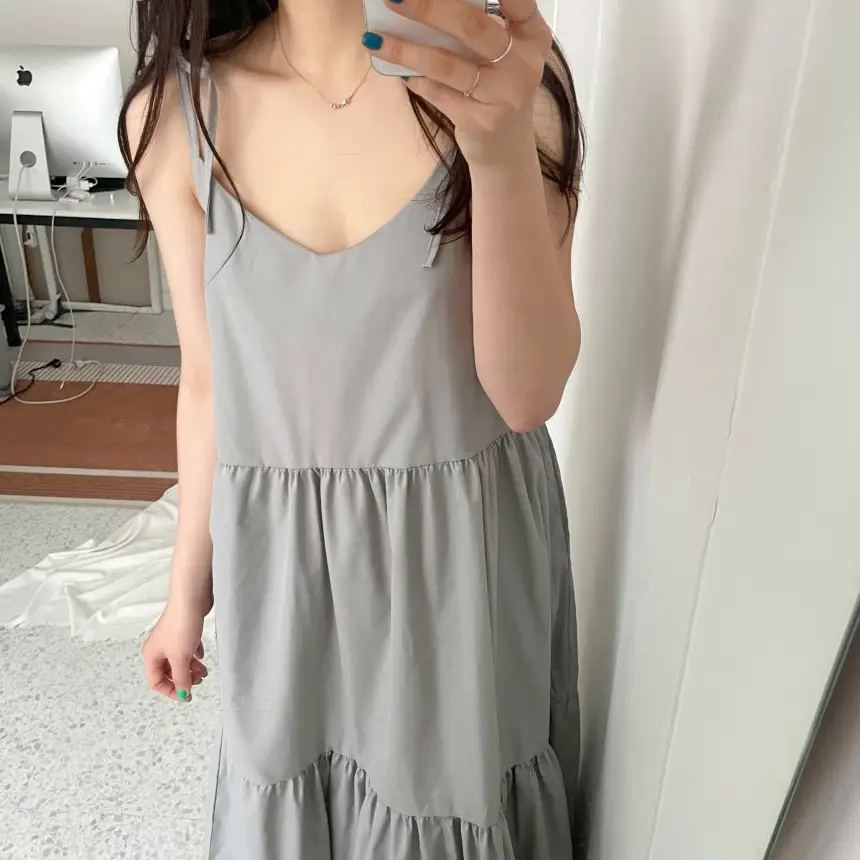 프렌치 스타일 여름용 슬리브리스 원피스 상세 이미지 15