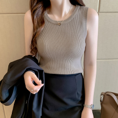 批发夏季<b class='q'>白色</b>针织吊带女内搭潮西装打底衫紧身短款小背心外穿无袖上衣
