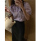 韩版 甜美微透蕾丝荷叶边短袖衬衫 3色现货轮播图1