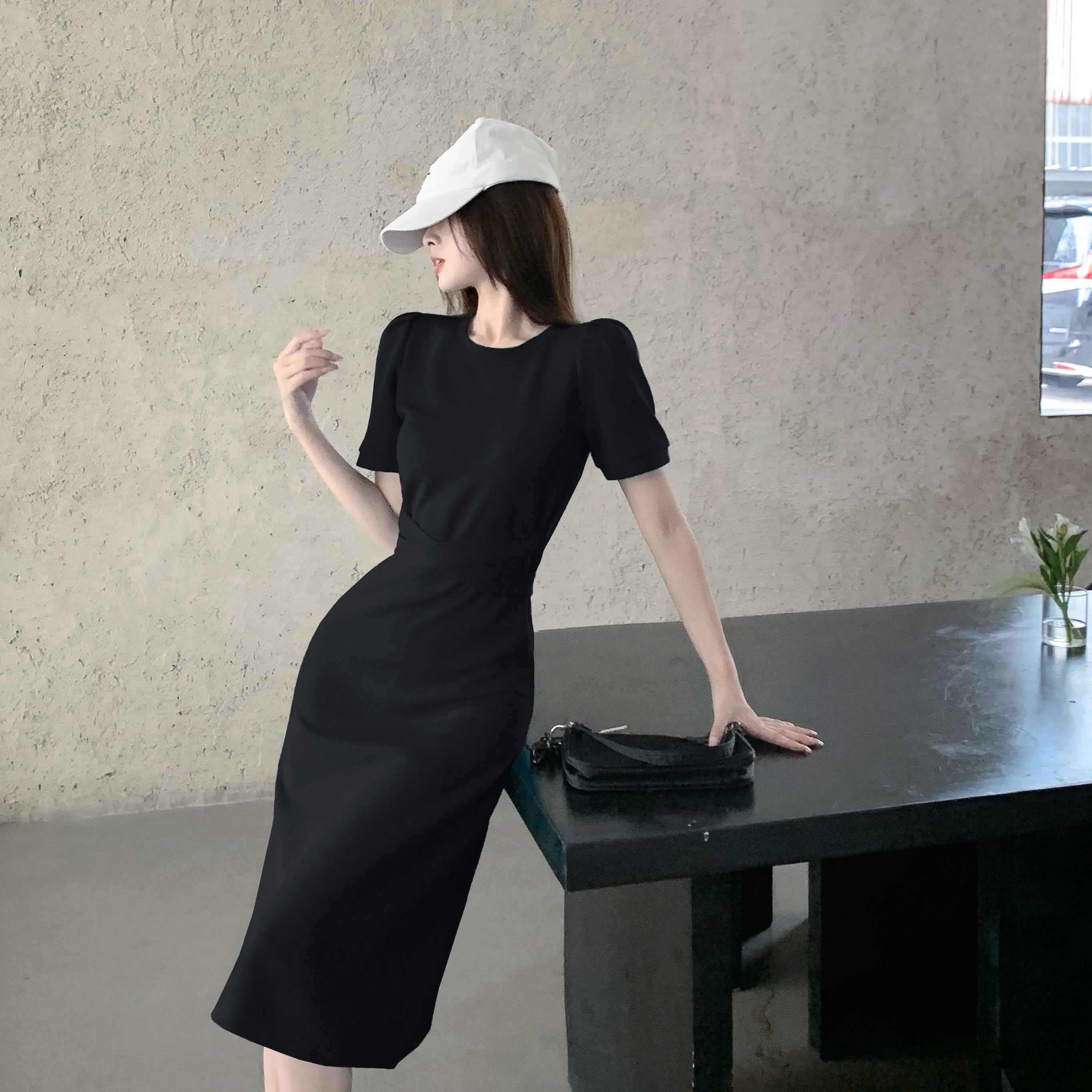 kernelcosmos21ss爱乐之城重工设计感绑带一片式显瘦连衣裙