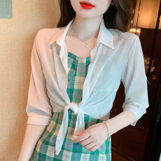 批发已出货小披肩外套女2026春夏新款小肩百搭雪纺防晒衣<b class='q'>短款</b>外搭开衫