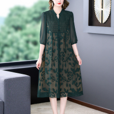 批发<b class='q'>夏</b>季新款时尚韩版时尚洋气中年妈妈大码连衣裙女