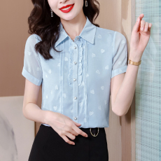 批发实拍Polo领休闲衬衫2026夏季新款木耳边短袖<b class='q'>打底</b>小衫女