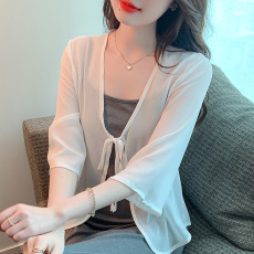 批发已出货小披肩外套女2026春夏新款小肩百搭雪纺防晒衣超薄短款外搭