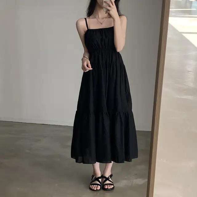 여성용 슬림 핏 써머 스트랩 원피스 상세 이미지 2