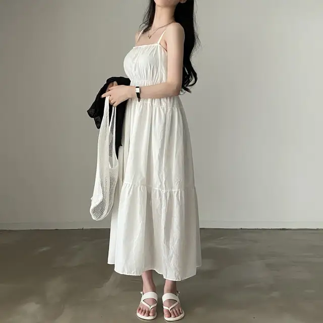 여성용 슬림 핏 써머 스트랩 원피스 상세 이미지 7