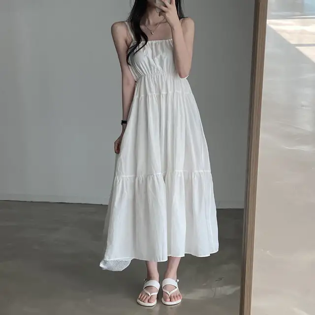 여성용 슬림 핏 써머 스트랩 원피스 상세 이미지 16