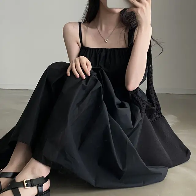 여성용 슬림 핏 써머 스트랩 원피스 상세 이미지 17