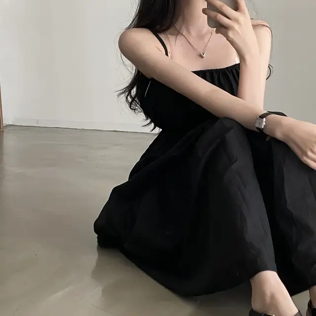 여성용 슬림 핏 써머 스트랩 원피스 상세 이미지 18