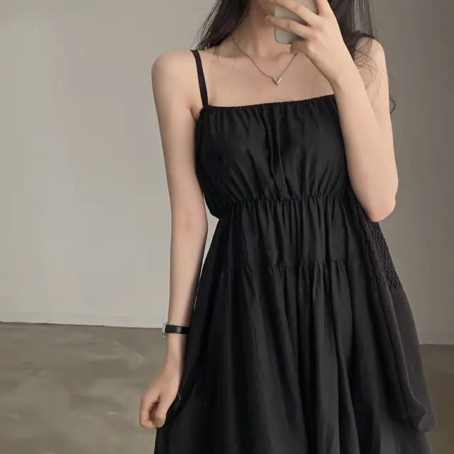 여성용 슬림 핏 써머 스트랩 원피스 상세 이미지 19