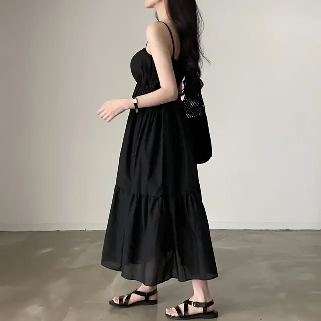 여성용 슬림 핏 써머 스트랩 원피스 상세 이미지 20