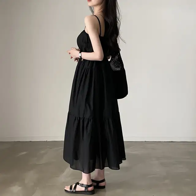 여성용 슬림 핏 써머 스트랩 원피스 상세 이미지 21