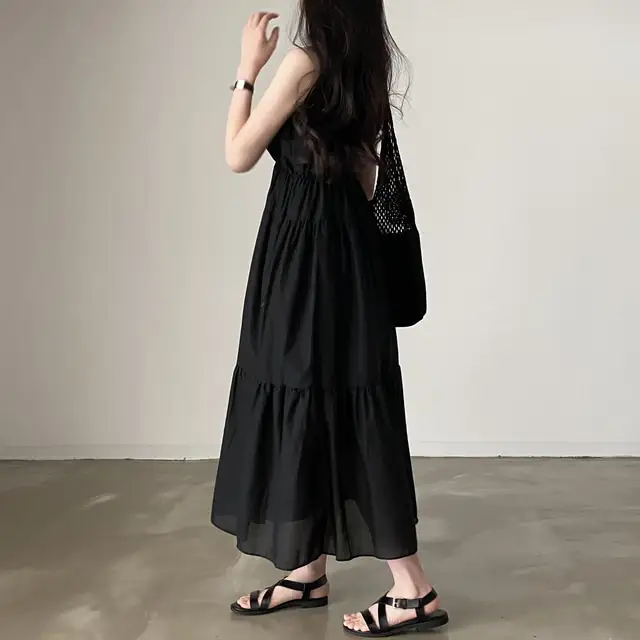 여성용 슬림 핏 써머 스트랩 원피스 상세 이미지 22