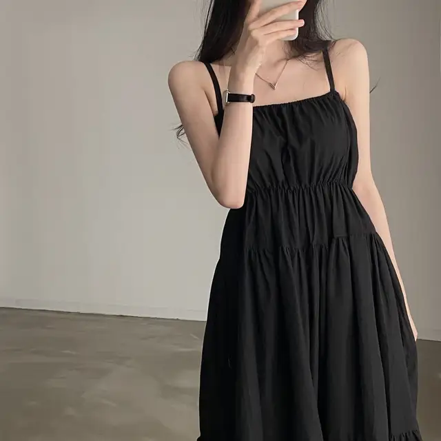 여성용 슬림 핏 써머 스트랩 원피스 상세 이미지 26