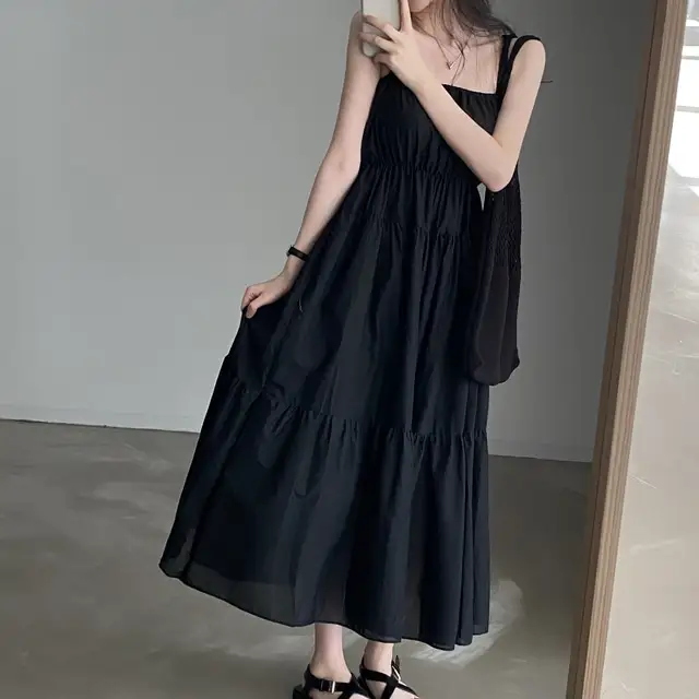 여성용 슬림 핏 써머 스트랩 원피스 상세 이미지 28