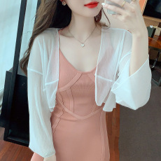 批发已出货小披肩外套女2026春夏新款小坎肩百搭雪纺防晒超薄短款开衫
