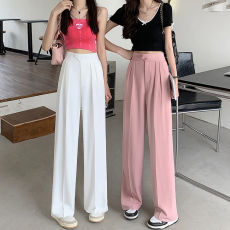 批发250克<b class='q'>哥</b><b class='q'>弟</b>纹+超柔固色女装火龙果色高腰拖地阔腿西装裤子