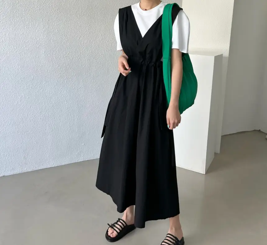 여성용 민소매 수술 라인 백심 원피스 상세 이미지 1