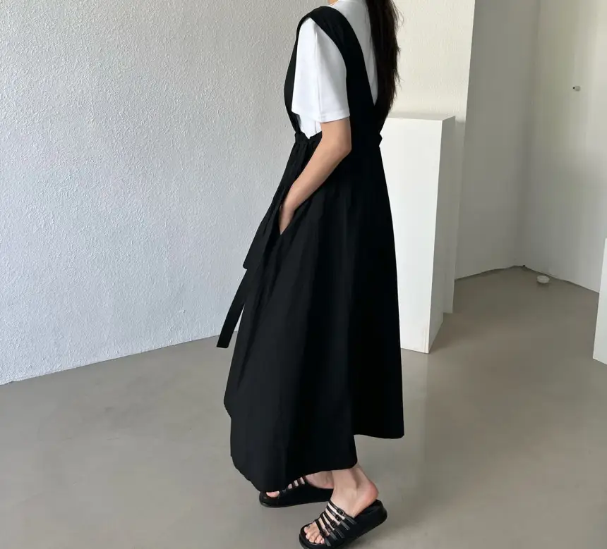 여성용 민소매 수술 라인 백심 원피스 상세 이미지 6