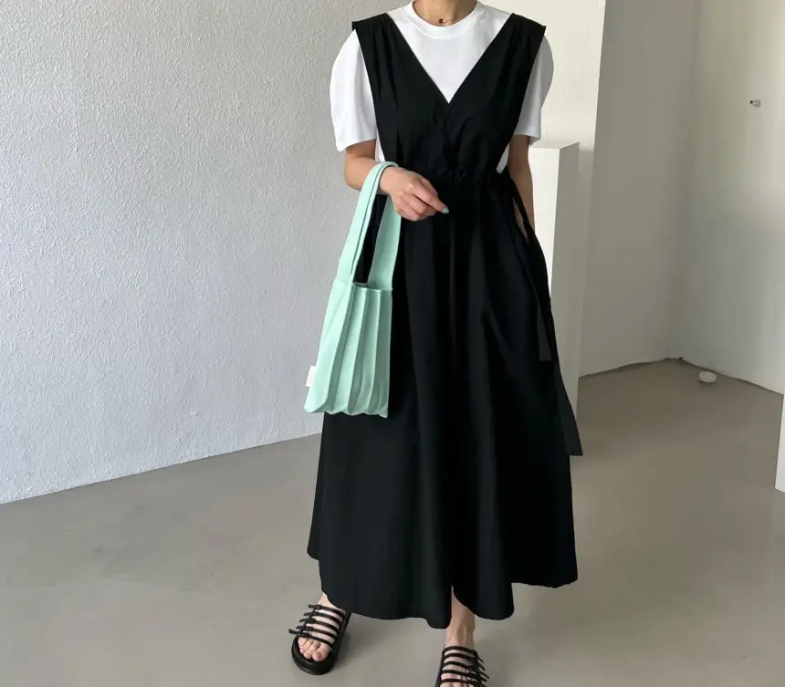 여성용 민소매 수술 라인 백심 원피스 상세 이미지 7
