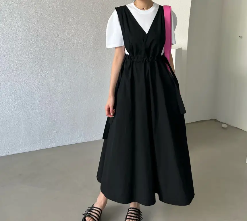 여성용 민소매 수술 라인 백심 원피스 상세 이미지 8