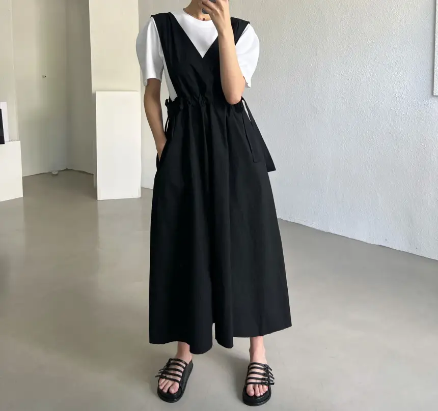 여성용 민소매 수술 라인 백심 원피스 상세 이미지 11
