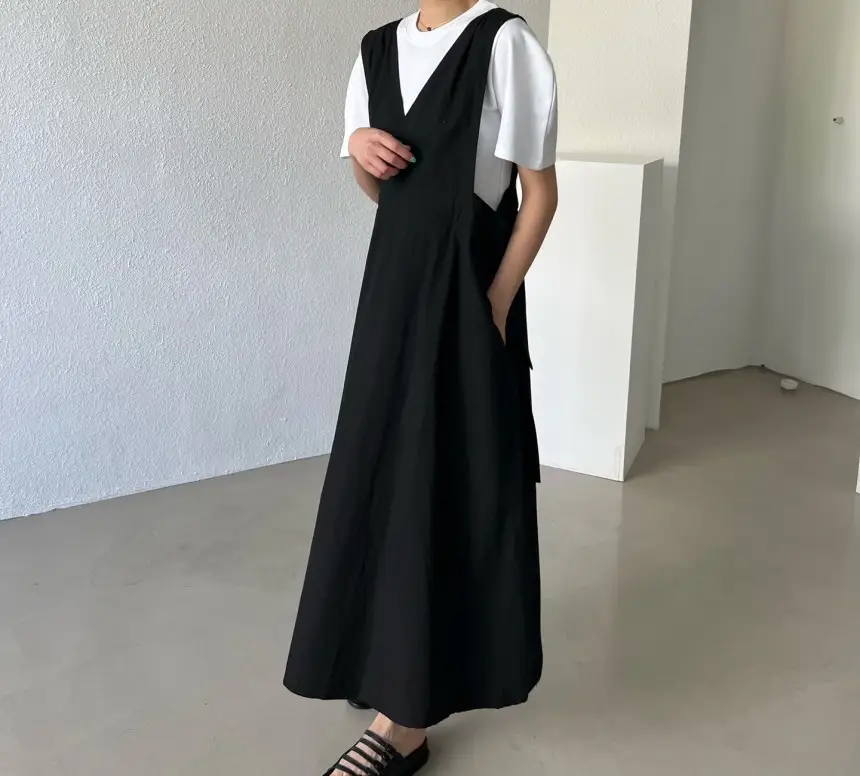 여성용 민소매 수술 라인 백심 원피스 상세 이미지 12