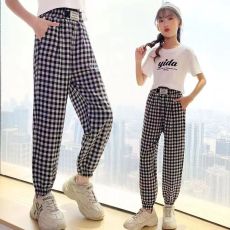 批发<b class='q'>女童</b>夏<b class='q'>装束</b>脚裤夏季薄小格子长裤中大童宽松休闲2022新款裤子外穿