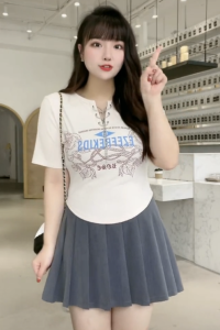 KM14429#大码女装2022年夏季新款纯棉印花短袖T恤纯欲风胖MM限时上衣