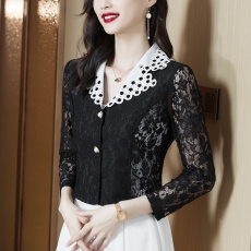 批发绣花领子<b class='q'>小西装</b><b class='q'>长袖</b>蕾丝短装小外套
