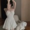 财阀大小姐气质芭蕾舞收腰显瘦性感吊带短裙白色连衣裙女夏轮播图2
