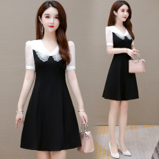 批发小个子显高连衣裙女<b class='q'>夏</b>季2025年新款洋气遮肚复古小黑裙黑色裙子<b class='q'>夏</b>