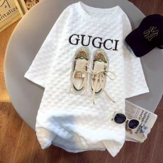 批发官方实价华夫格 创意鞋子T恤女夏季新款<b class='q'>宽松</b>